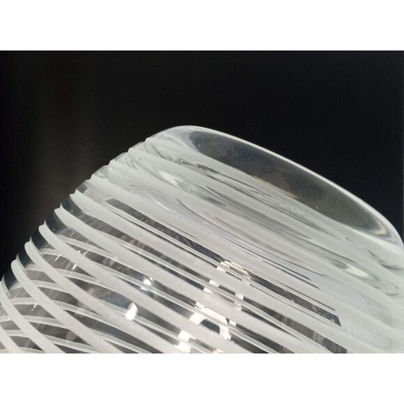 Vintage 12" Polish Made Hand Blown Glass Bottle Vase with Etched Circles - Picture 10 of 11